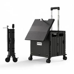 Viviendo Foldable Shopping Trolley, 65L Collapsible Utility Cart with 360˚ Wheels