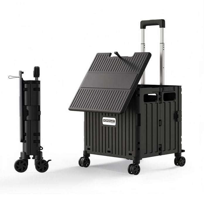 Viviendo Foldable Shopping Trolley, 65L Collapsible Utility Cart with 360˚ Wheels