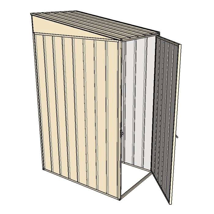 Build-A-Shed 1.2 x 0.8 x 2.0m Skillion Single Hinged Side Door Shed - Cream