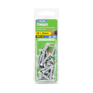 Zenith Timber Screw  8gx 25mm 30pk Galv