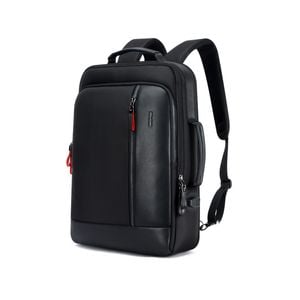 Bopai Luxury Style Leather & Microfiber with USB Charging Backpack Black 15.6"