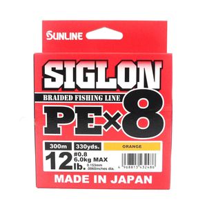 Sunline Siglon PE x8 Orange Colour 300m Braid Fishing Line 12lb