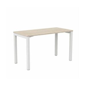 Olg Axis Single White Frame Nordic Maple Top Scallop Office Desk L1500mm X W750mm