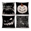 Catzon 4 Pcs Scary Throw Pillow Covers Linen Cushion Case for Decor 50X50cm