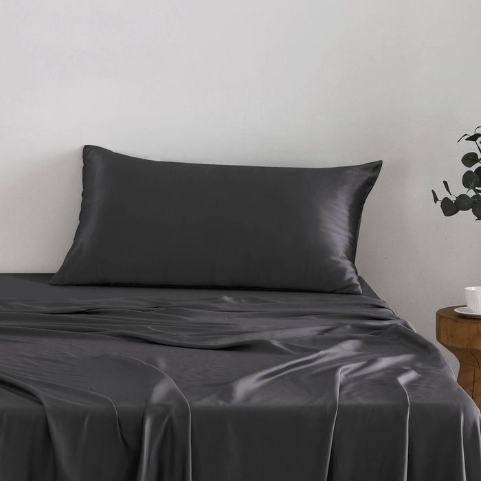 Natural Home Luxe Mulberry Silk Pillowcase 25 Momme King Pillowcase 50 x 90cm - Charcoal