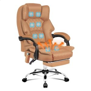 ALFORDSON Massage Office Chair Heated Seat Brown