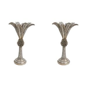 2PK LVD Queen Palm Champagne Candle Holder Medium Decorative Ornament Home Decor