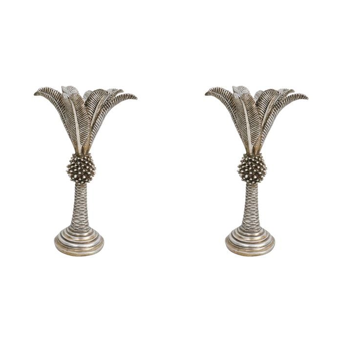 2PK LVD Queen Palm Champagne Candle Holder Medium Decorative Ornament Home Decor