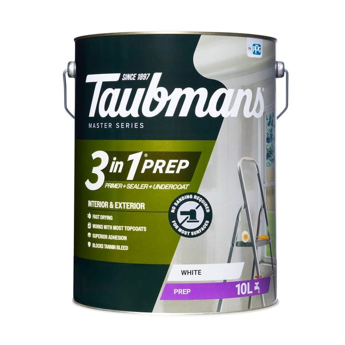 Taubmans 10L White 3 In 1 Interior & Exterior Primer Undercoat & Sealer Paint