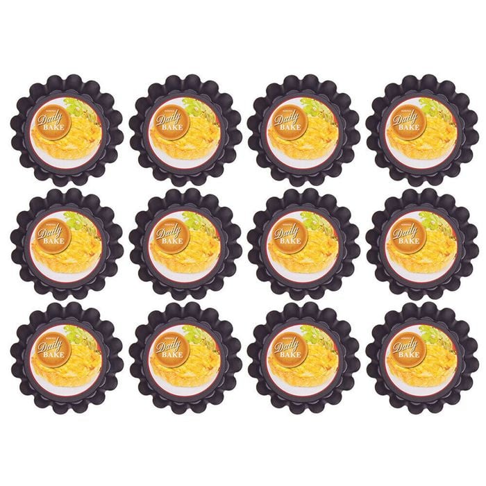 12PK Daily Bake Non-Stick Deep Mini Quiche Pan Bakeware 12x3cm - Black