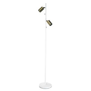 Oriel Lighting Ponte Adjustable Twin Floor Lamp White And Satin Brass
