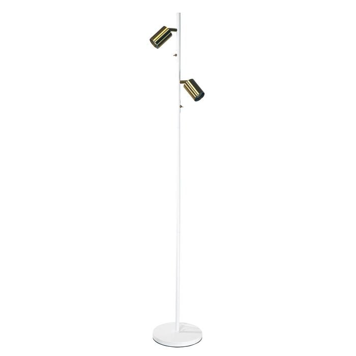 Oriel Lighting Ponte Adjustable Twin Floor Lamp White And Satin Brass
