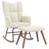vidaXL Rocking Chair with a Stool Cream White Velvet Relax Chair Furniture
