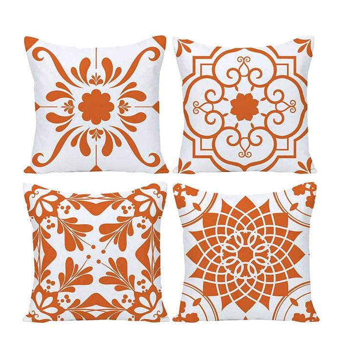 Catzon 4 Pcs Modern Throw Pillow Covers Geometric Flower Pattern for Couch
