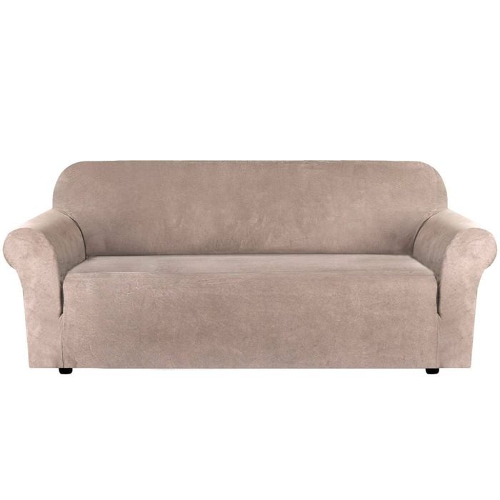 Smarcute 4 Seater Stretch Suede Soft Luxurious Fabric Sofa Cover Sand