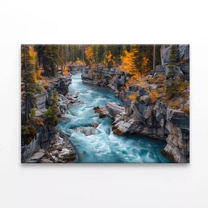 River Flowing In Rocky Area  Print 100% Australian Made 75 x 50cm  (Stretched)