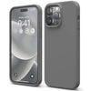 Silicone Phone Case For iPhone 14 Pro Max Shockproof Microfiber Lining - Carbon Grey