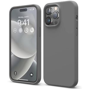 Silicone Phone Case For iPhone 14 Pro Max Shockproof Microfiber Lining - Carbon Grey