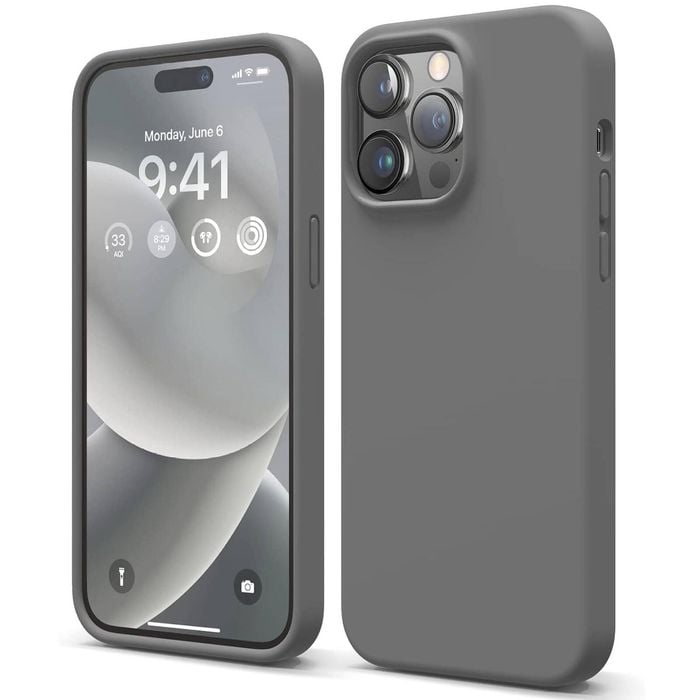 Silicone Phone Case For iPhone 14 Pro Max Shockproof Microfiber Lining - Carbon Grey
