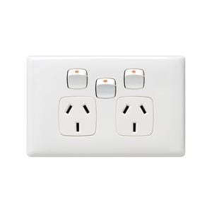 HPM White Gloss Linea Double Powerpoint With Extra Switch