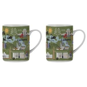 2PK Ashdene Land Down Under Canberra Bone China Drinking Mug Green 370ml