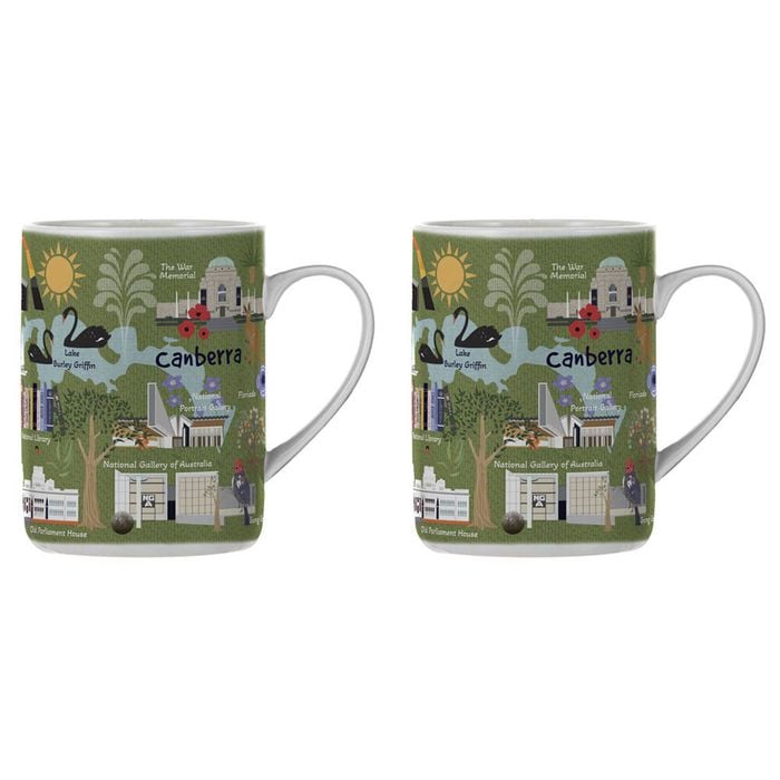 2PK Ashdene Land Down Under Canberra Bone China Drinking Mug Green 370ml