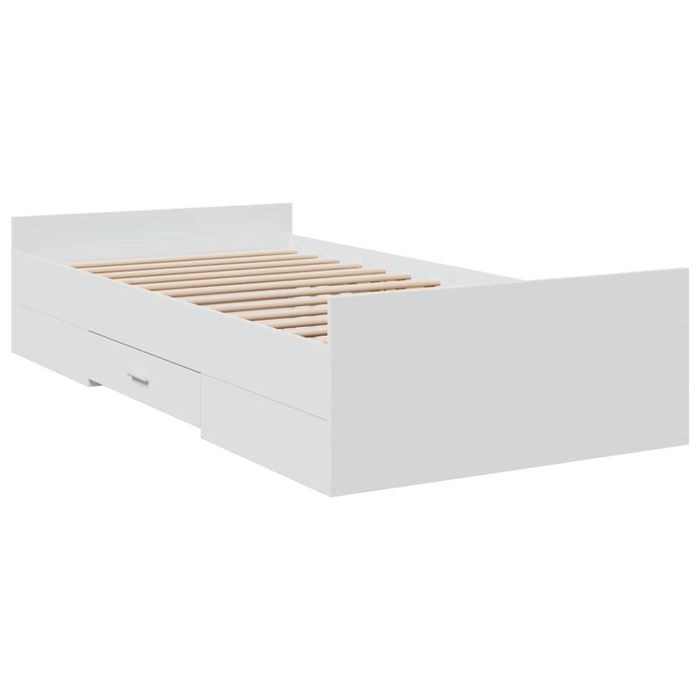 vidaXL Bed Frame with Drawers Single Bed Base White 90x190 cm Engineered Wood