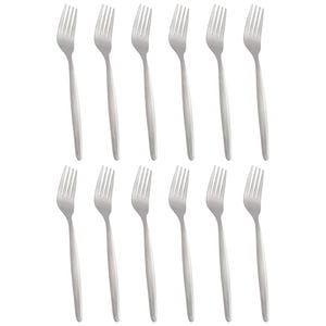 Argon Tableware Economy Silver Dinner Forks - 6x Durable Rust Resistant Stainless Steel Dishwasher Safe Flatware Set