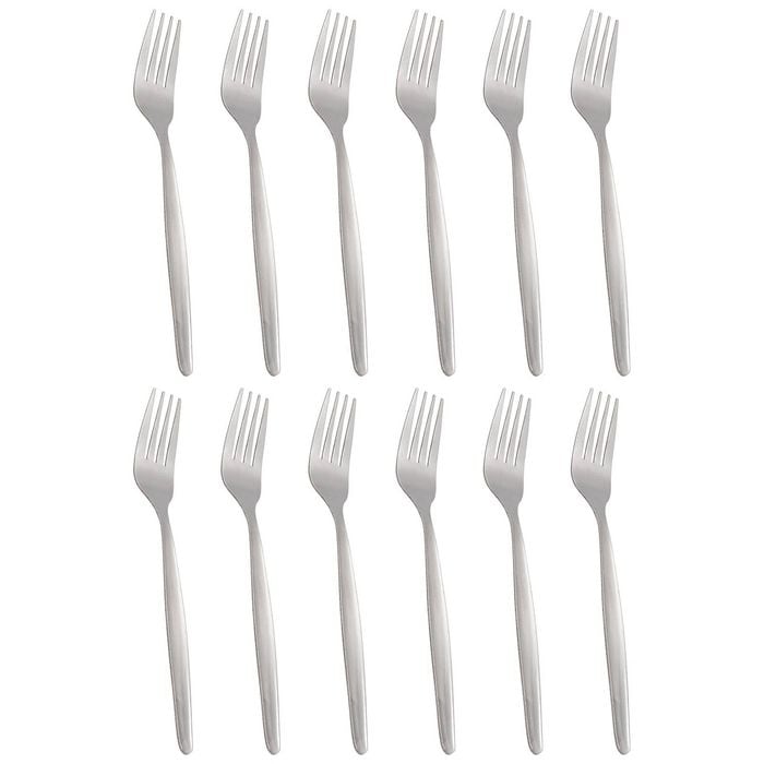 Argon Tableware Economy Silver Dinner Forks - 6x Durable Rust Resistant Stainless Steel Dishwasher Safe Flatware Set