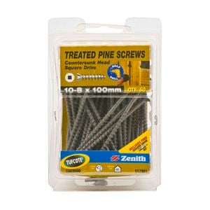 Zenith 8 - 10 x 100mm Treated Pine Countersunk Head Screws - 50 Pack