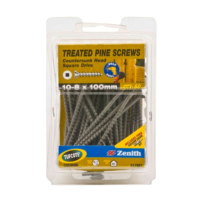 Zenith 8 - 10 x 100mm Treated Pine Countersunk Head Screws - 50 Pack