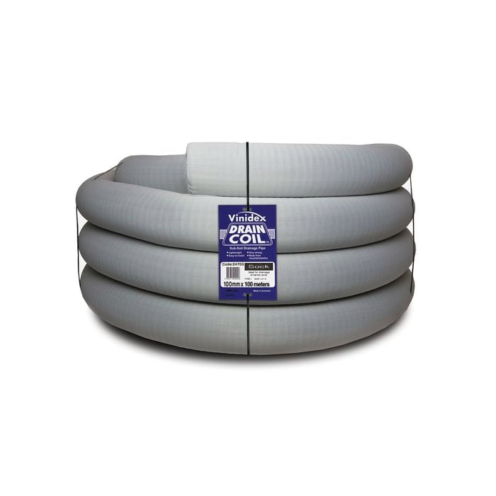 Vinidex 100mm x 100m Socked Slotted Draincoil