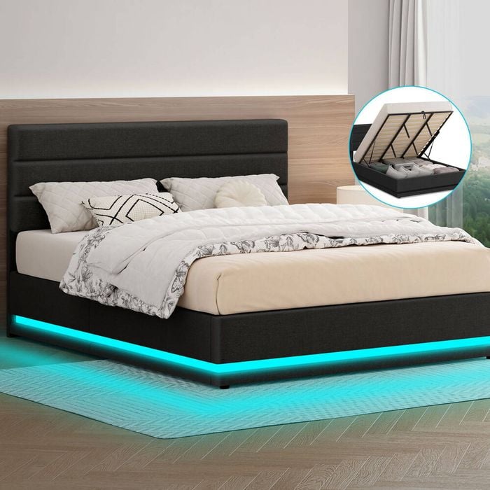 Alfordson Bed Frame King Rgb Led Gas Lift
