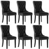Oikiture 6x Dining Chairs Upholstered French Provincial Tufted PU Leather Black