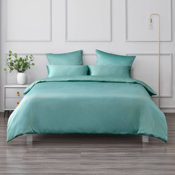 Dreamaker Matte satin quilt Cover Set Duckegg - King Single Bed