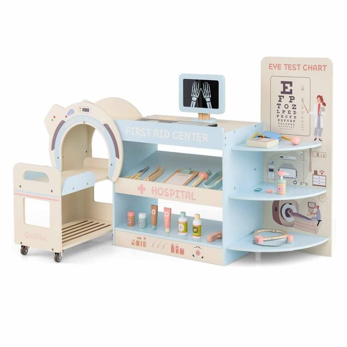 Costway Doctor Play Set Pretend Hospital Office Medical Center Kit Blue