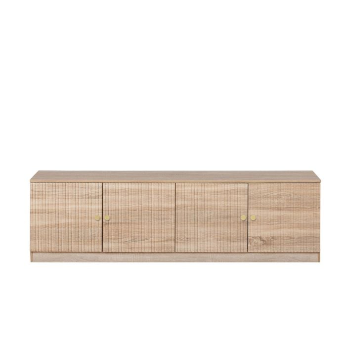 European Cabinetry Natural Oak Fluted Round Brass Handles Bucharest TV Unit
