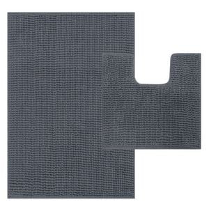 LINENOVA 2 Pcs Bathroom Mat + Toilet Root Mat Set - Charcoal