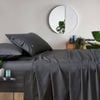 Gioia Casa Vintage Washed 100% Cotton Soft Breathable Sheet Set - Charcoal - Single