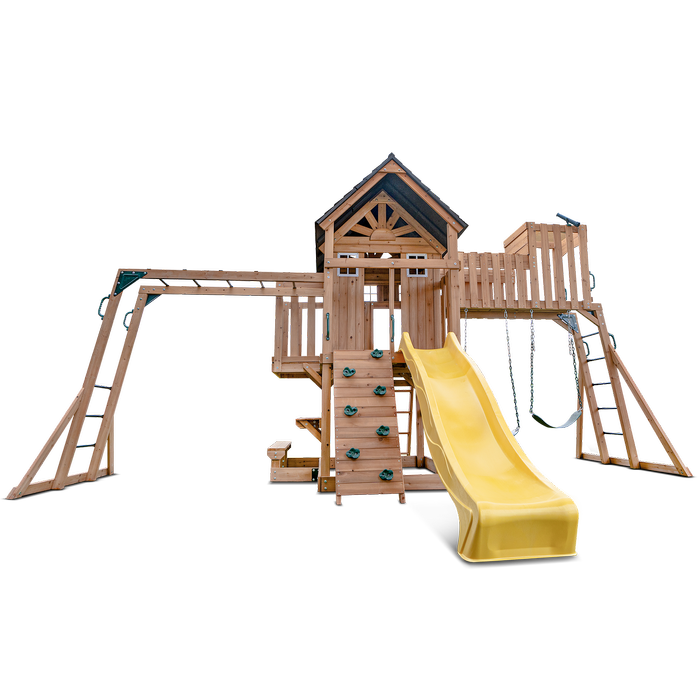Lifespan Kids Kensington Swing Set Cubby Play Centre with 2.2m Yellow Slide