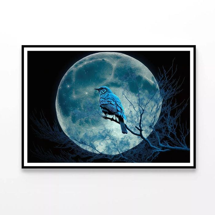 Bird, Moon, and a Blue Night  Print 100% Australian Made 90x60cm  (Poster)