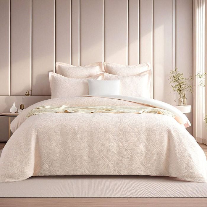 Renee Taylor Bella Jacquard European Square Pillowcase 65x65cm Blush