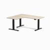 Desky L-shape Sit To Stand Classic Oak Melamine Desk 1600x1400mm - Left Return Height Adjustable Matte Black Leg