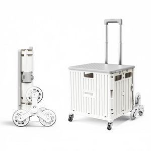 Viviendo Folding Shopping Trolley Portable Grocery Cart Rolling Wheel with Sliding Cover