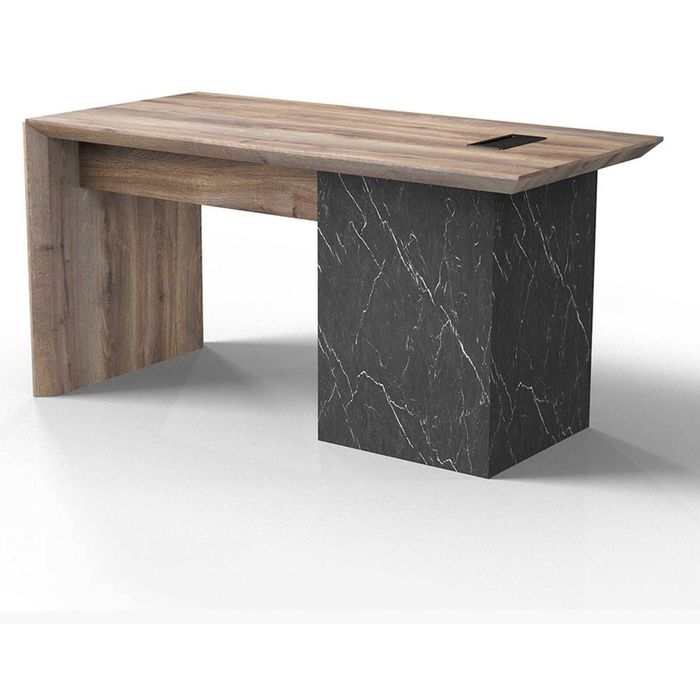 Modern Furniture LOGAN 180cm Executive Desk Reversible - Warm Oak & Black