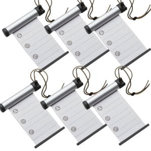 6x Funky Luggage Cylinder Tag Rollout Label for Address Details Silver/Grey