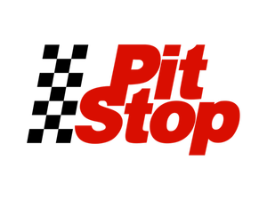 Pit Stop logo in red text on a black background.
