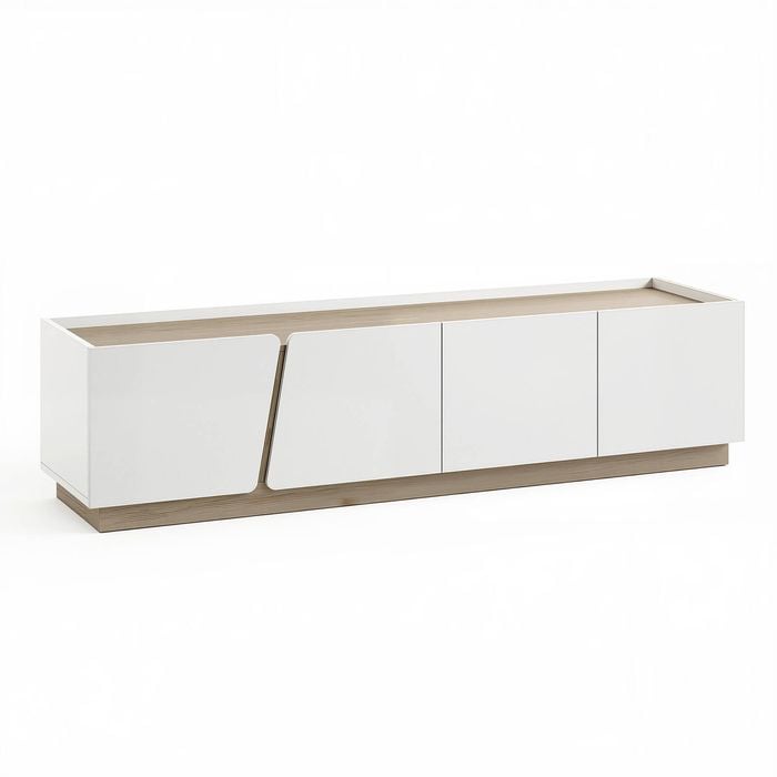 Artiss TV Cabinet Entertainment Unit Stand 180cm Grayish white & Walnut