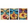 3pcs Vibrant Blue Glasses & Red Lips Print 100% Australian Made 3 x 40x60cm (Metal Print)