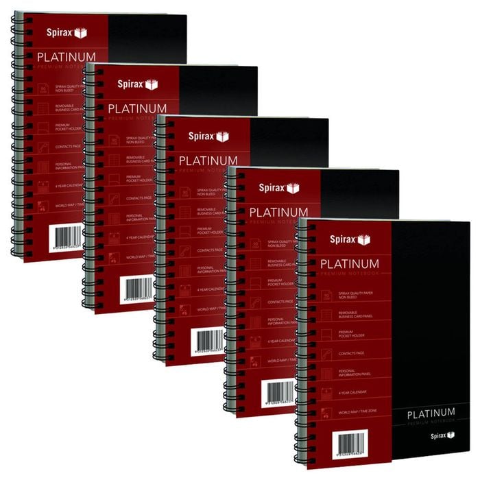 5pc Spirax 400 Platinum Spiral A4 Notebook Paper Writing Stationery 200-pages